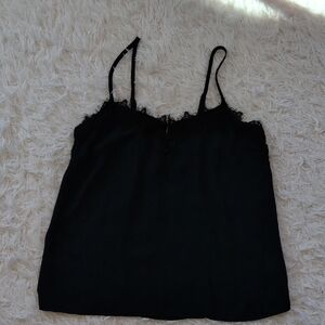 Elegant Black Lace Trim Cami Top